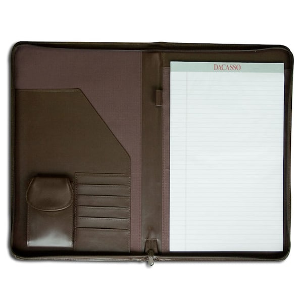 Dacasso Chocolate Brown Leather Deluxe Zip-Around Portfolio - Legal Size EI-3403 - main